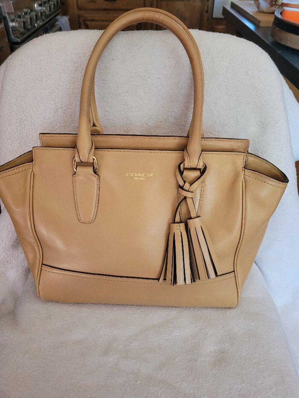 Coach Legacy Leather Candace Carryall Tan Satchel Bag